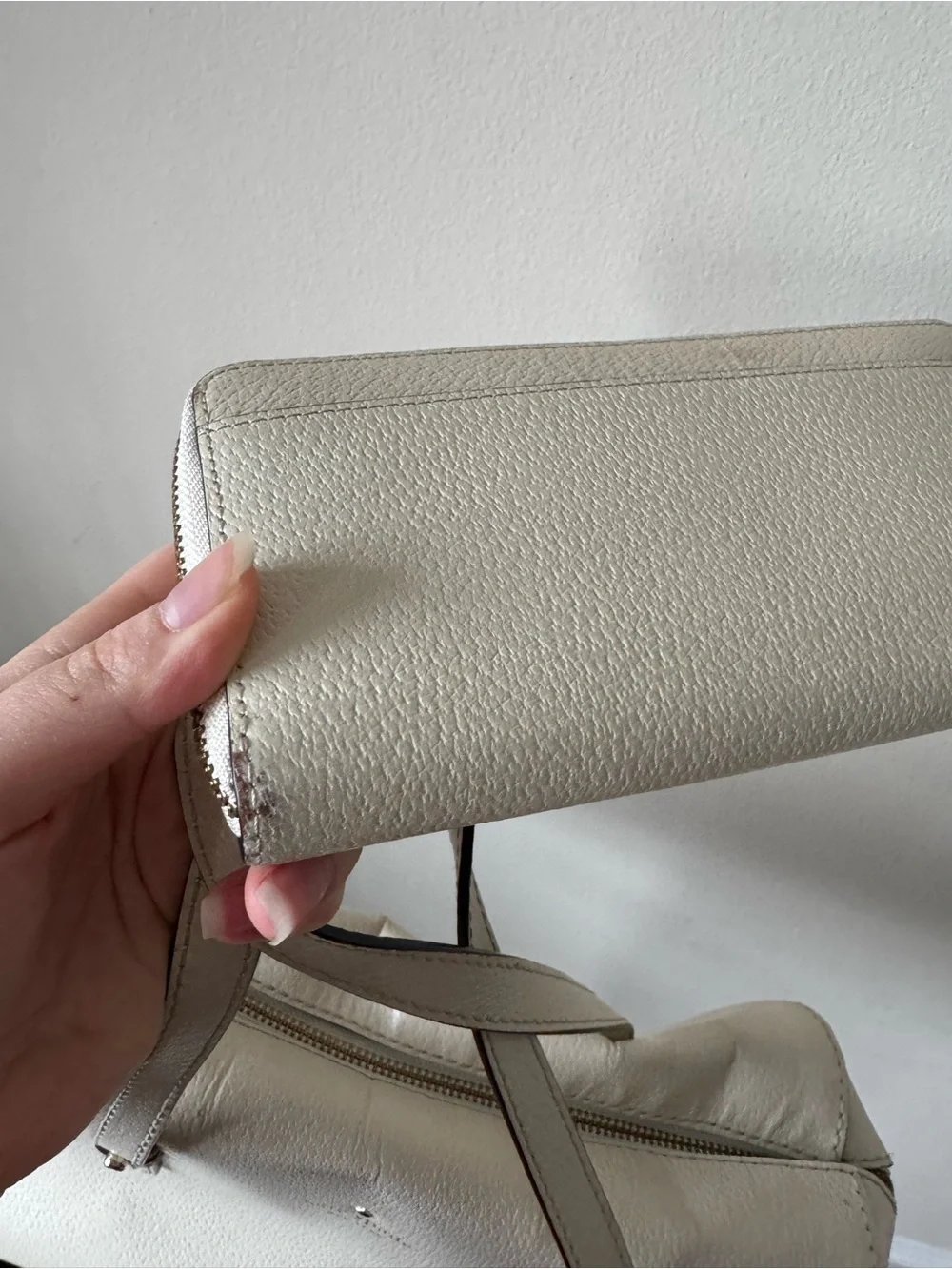 kate spade Cream Leather Grand Street Bag with Wellesley Neda Matching Wallet